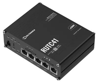 Obrázek produktu pro Teltonika RUTC41, Wi-Fi 5 (802.11ac), Dvoupásmový (2,4 GHz / 5 GHz), Připojení na síť Ethernet, 5G, Černá, Průmyslový směrovač