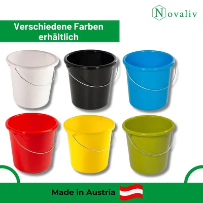 Obrázok produktu pre Novaliv 4 ks Vedro 5L zelené so stupnicou - vedro na upratovanie 5 l ⌀ 22,5 cm Praktické univerzálne vedro so stupnicou pre domácnosť a záhradu ideálne ako vedro do domácnosti, vedro na vodu, vedro na mop, vedro