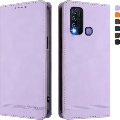 Image de Etui pour Vivo Y30 4G, étui rétro en cuirPolyuréthaneavec support et fentes pour cartes de crédit Violet