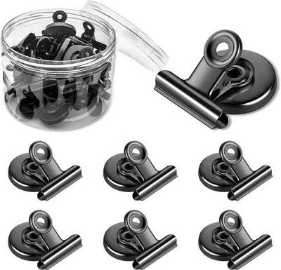Obrázek produktu pro Magnetické sponky, sada 10 ks, černé, do kuchyně, školy, kanceláře