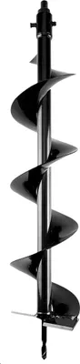 A black auger bit for a drill, shown against a white background.