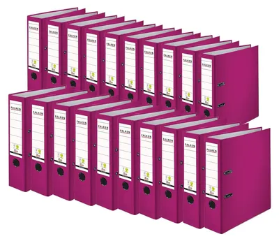 Produktbild von Original Falken 20er Pack PP-Color Kunststoff-Ordner.  Germany. 8 cm breit DIN A4 brombeere Ringordner Vegan Aktenordner Briefordner Büroordner Plastikordner Schlitzordner