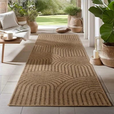 Immagine prodotto di Carpetsale24 Tappeto Interno Esterno Impermeabile Look Naturale Juta Ideale per Soggiorno Cucina Terrazza e Balcone, Dimensioni: 80x250 cm