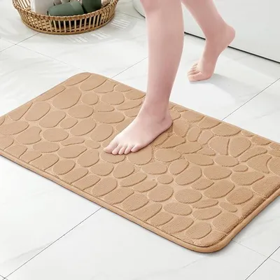 Produktbild von PolkaHome® Badmat 50x80 cm – Rutschfeste Badematte aus Memory-Schaum, Saugfähige Mikrofaser, Weich & Komfortabel für Bad, Dusche &