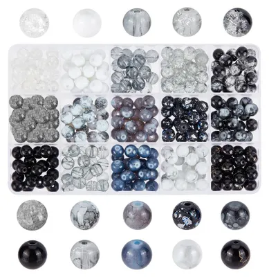 Productafbeelding van 300 Stuks 8mm Zwarte Glazen Kralen - Perfect voor Sieraden Maken