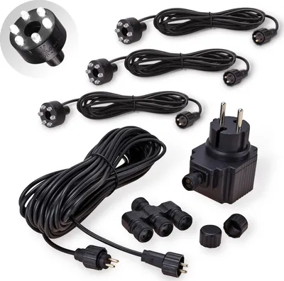 Produktbild von CLGarden 3 LED Ringe kalt weiß Brunnenbeleuchtung Set inkl. 12 Volt Trafo Quellstein