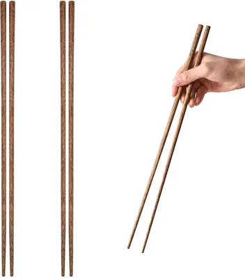 Produktbild von Lange Chinesische Essstäbchen aus Holz 38 cm - 2 Paar - Hot Pot Essstäbchen - Küchenutensilien