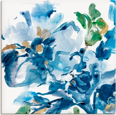 Produktbild von ARTland Leinwandbild Cerulean Floral Größe: 70x70 cm