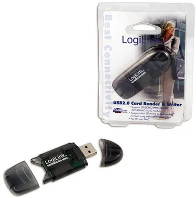 Produktbild von LogiLink Cardreader USB 2.0 Stick external for SD/MMC, Schwarz, 480 Mbit/s, USB 2.0
