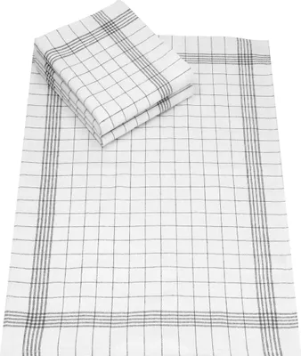 Produktbild von Betz 3 Stück Geschirrtücher Halbleinen Karo MCT-12 Gläsertücher Küchentücher Geschirrhandtücher Größe 50 x 68 cm Farbe - grau 197507-3 Stück