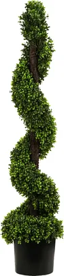 Produktbild von Dehner Kunstpflanze Buchsspirale mit Topf, Ø 27 cm, Höhe 118 cm, Kunststoff/PVC, grün/schwarz