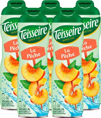 Produktbild von Teisseire Getränke-Sirup Peach/Pfirsich 600ml - Intensiv im Geschmack (5er Pack)