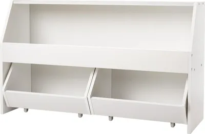Image de SucceBuy Étagère en bois pour enfants avec espace de rangement, bibliothèque avec 2 tiroirs amovibles, armoire de rangement pour jouets, convient pour la chambre à coucher, la chambre d'enfant et le salon, blanc