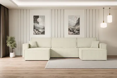 Produktbild von ALTDECOR Ecksofa mit Schlaffunktion und Bettkasten Corner Sofa Eckcouch Couch U-Form universal, links/rechts Schlafcouch Ausziehbar Wohnlandschaft Schlafsofa CELTIC-XLU - 377x143x83cm Beige