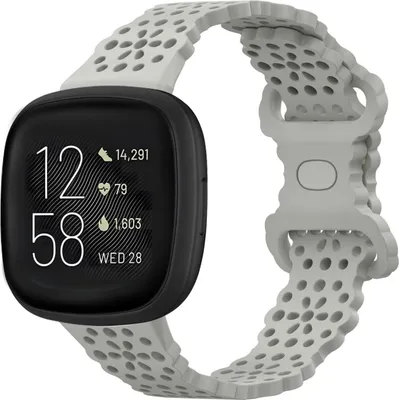 Produktbild von Strap-it Smartwatch Armband - gemustertes Silikonarmband - passend für Fitbit Versa 3 / Versa 4 / Sense / Sense 2 - grau