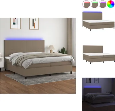 Produktbild von vidaXL Boxspringbett mit Matratze & LED Taupe 200x200 cm Stoff -  Betten & Bettgestelle