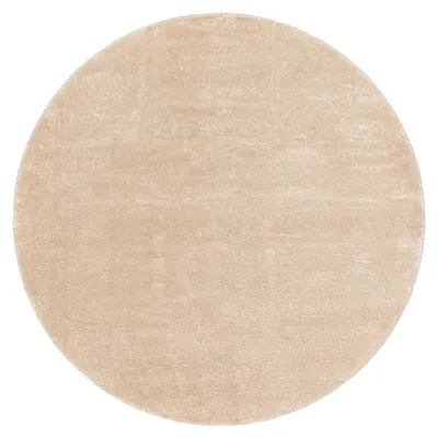Produktbild von Waschbarer Teppich Wohnzimmer Kurzflor Einfarbiger Moderner Stil Weich Beige Grösse 80 cm Rund