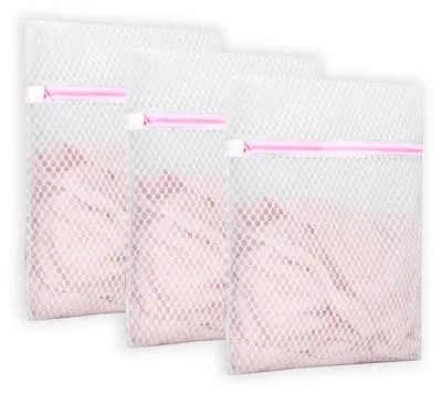 3 Mesh-Waschbeutel 30x40 cm mit Reißverschluss für Feinwäsche