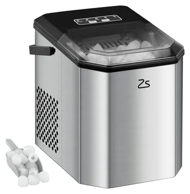 Zdjęcie produktu dla Maszyna do lodu – przenośne urządzenie stołowe – 12 kg/dobę – funkcja samoczyszczenia – cicha praca – łopatka do lodu w zestawie – do domu, baru, restauracji