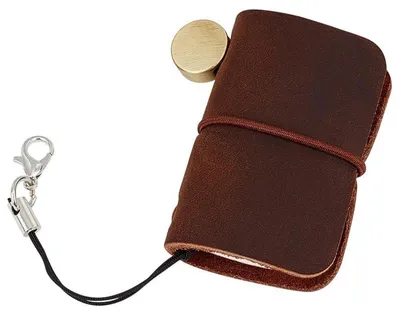 Image de Petit carnet en cuir, portable, format 1,7 x 1,9 pouces, papier vierge vintage, 64 pages, couleur marron