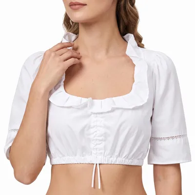 Produktbild von Dirndlbluse dirndel bluse Trachtenbluse Trachtenmode Weiß, Größe:40