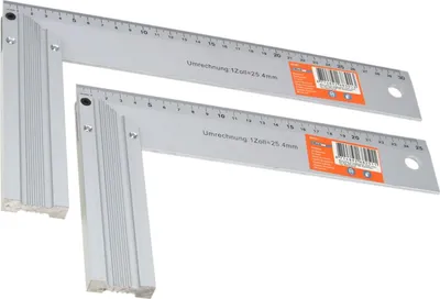 Produktbild von 2er Set Alu Schreinerwinkel 90° Winkel Anschlagwinkel 250mm 300mm