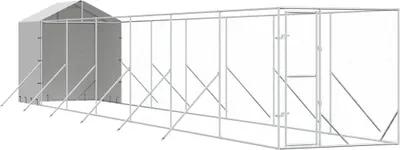 Obrázek produktu pro vidaXL Venkovní bouda pro psy se střechou stříbrná 2x14x2,5 m ocelová pozinkovaná