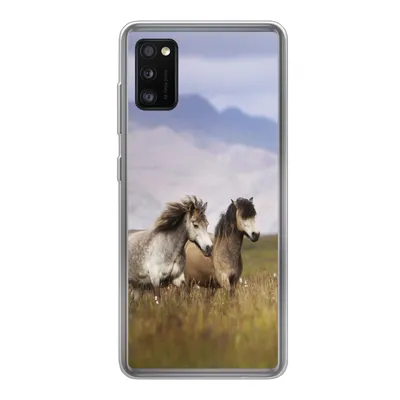Produktbild von MuchoWow® Handyhülle Schutzhülle Hülle für Samsung Galaxy A41 Pferde - Gras - Berge Silikon Softcase Handy Hülle - Mobiltelefon