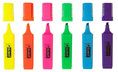 Produktbild von D.RECT 1127 Textmarker mit Schrägkeilspitze 6-Farben-Set