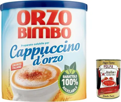 Produktbild von 6x Löslich-Gersten-Cappuccino,eine Orzo Cappuccino D'orzo Solubile 150g und Italian Gourmet polpa 400g