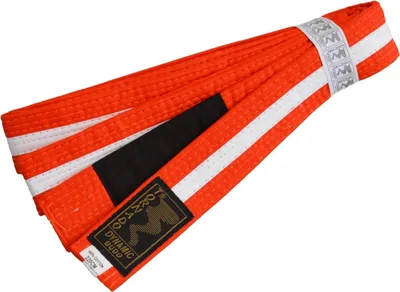 Produktbild von TEKKA BUDO Kinder BJJ Gürtel Brazilian Jiu Jitsu Orange-Weiß Farbgürtel mit schwarzem Balken 240 cm
