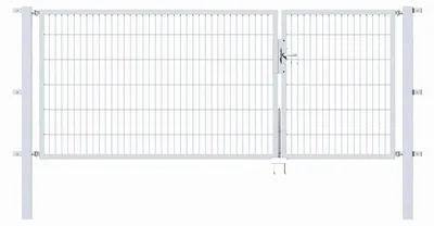 Produktbild von Alberts Doppeltor Flexo mit Zubehör, zum Einbetonieren, feuerverzinkt, Breite 300 cm (100 cm + 200 cm), Höhe 120 cm
