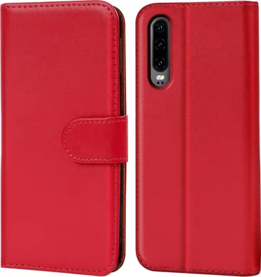 Produktbild von Conie Klapp Tasche für Huawei P30 Kartenfach Rundumschutz Hülle in Rot