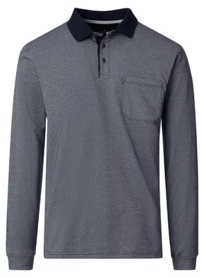 Produktbild von CASAMODA Herren Poloshirt Langarm Regular Piqué Marine meliert M