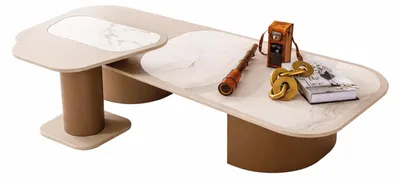 Produktbild von Wohnzimmer Set Moderner Stil Holzgestell Beige Farbe Elegantes Design