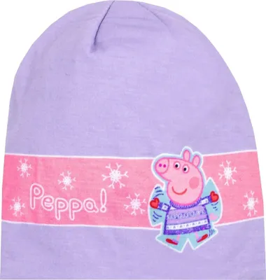 Produktbild von Prasátko Peppa - "Vlněná" čepice pro dívky zimní NS5705 (54 cm) (fialová/růžová s potiskem)