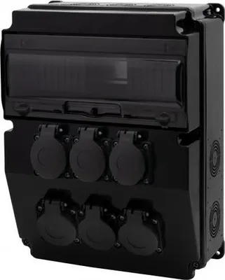 Obrázok produktu pre Čierny rozdeľovač CAJA 12M SCENIC – 6x230V zásuvky F3.2691