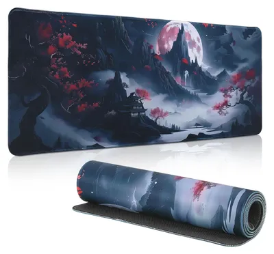 Productafbeelding van Gaming muismat, 800 x 300 mm – Japans anime-design met kersenbloesems, antislip ondergrond voor bureau met waterdicht oppervlak, geoptimaliseerd voor precisie bij gaming en kantoorwerk