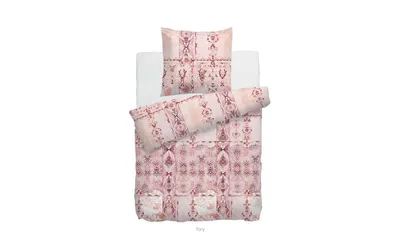 Produktbild von Heckett & Lane Satin Bettwäsche Tory HnL Ornamente Rose 100% Baumwolle Reißverschluss Bettbezug Kissenbezug Bettgarnitur Bettzeug 135x200 cm