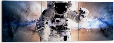 Produktbild von Bild auf Leinwand - Leinwandbild - Astronaut Erde Raum - 150x50cm - Wand Bild - Wanddeko - Leinwanddruck - Bilder - Kunstdruck - Wanddekoration - Leinwand bilder - Wandkunst - CA150x50-2848