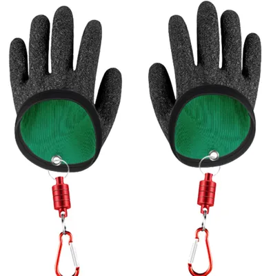 Produktbild von 2 Stück Angelhandschuhe, Stichfeste Bissfest Wasserdicht, Fisch Fang Handschuhe, mit Magnetverschluss, für Den Sicheren Umgang mit Hecht Wels