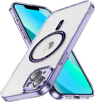 Produktbild von Magnetisch Klare Hülle für iPhone 13, Kompatibel mit MagSafe, Hybrid Stoßfeste Handyhülle Lila