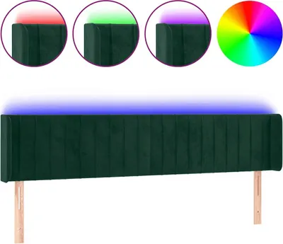 Produktbild von vidaXL LED Kopfteil Dunkelgrün 183x16x78/88 cm Samt