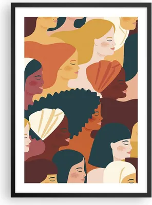 Produktbild von Gerahmtes Poster - Schwarzer Rahmen - Frauen Multikulturalismus Modern - 50x70 cm - Wand Bild - Wanddeko - Wandbilder - Kunstposter - Wandposter - Bilderrahmen - Bilder - Kunstdruck - P2BPA50x70-4500