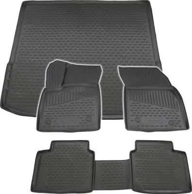 Produktbild von Gummi Kofferraumwanne + Fußmatten Set für Ford Focus MK4 Turnier, Bj. 2018-