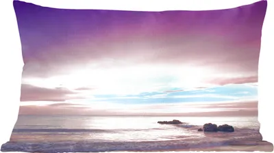 Produktbild von MuchoWow® Zierkissen Sofakissen Wohnzimmer Dekokissen 50x30 cm Himmel - Lila - Meer - Wohnzimmerdekoration - Polster mit Photo