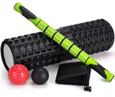Zdjęcie produktu dla Ibenzoa® Zestaw 5-w-1 do masażu i regeneracji – rolka piankowa (45x14 cm), wałek do masażu mięśni (42 cm), 2 piłki do masażu oraz torba transportowa (EVA) do masażu i regeneracji mięśni