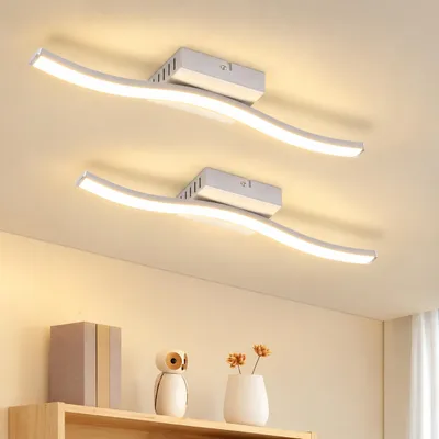 Obrázok produktu pre ZMH LED stropné svietidlo, 2 kusy, 6W, vlnový dizajn, spálňové svietidlo, 3000K, teplá biela, stropné osvetlenie vhodné do kuchyne, obývačky a spálne