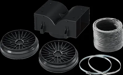 Produktbild von Neff Z51EIU1X1, Abluftset für Dunstabzugshaube, Schwarz, Edelstahl, 2,02 kg, 365 mm, 455 mm, 350 mm