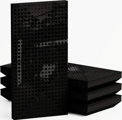 Produktbild von 4er-Pack — Schmale Schallabsorptions-Diffus-Akustikplatte | 50 x 25 cm | Modell-Dicke-Farbe: (WILDS – 53 mm | Schwarz glänzender Kunststoff]